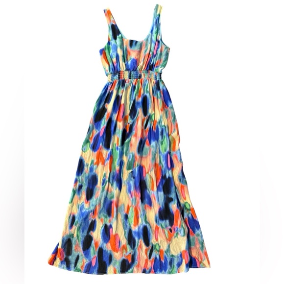 Maeve by Anthropologie Women's Size 2 Aloisia Watercolor Silk Flowy Maxi Dress - Picture 4 of 16
